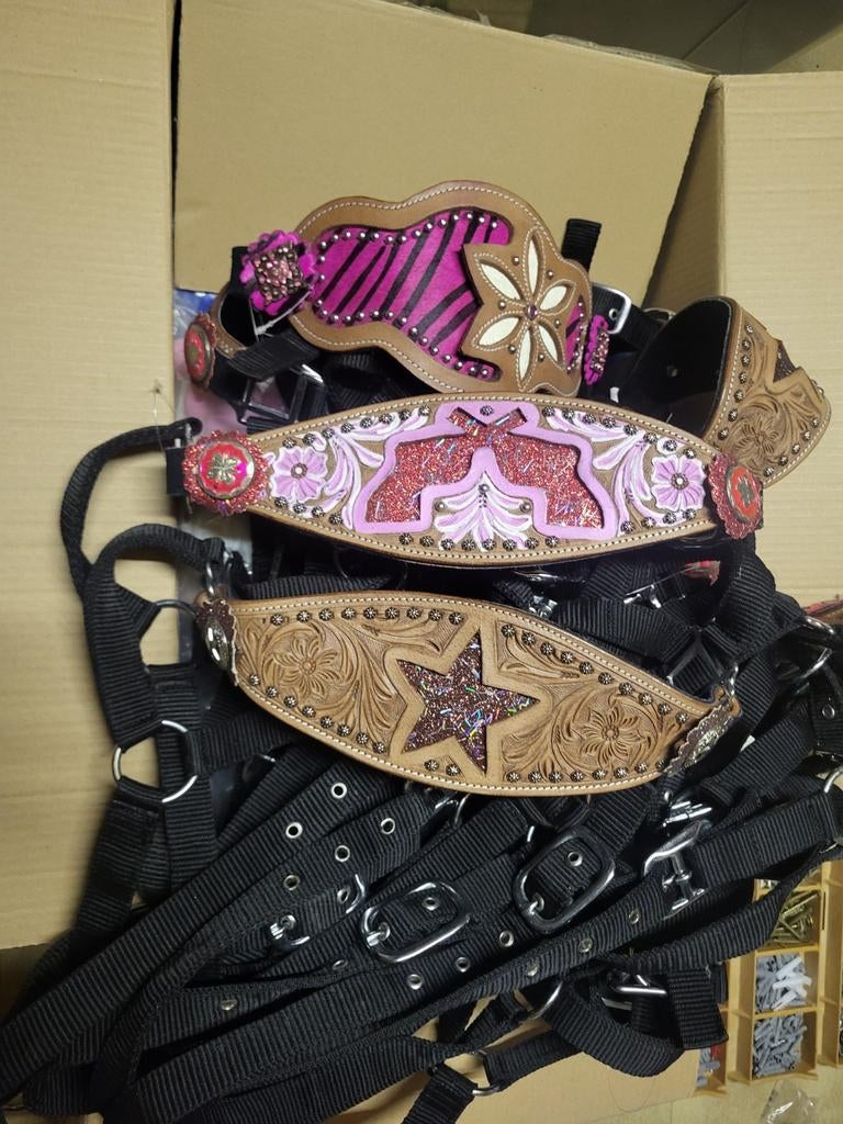 Partij nylon halsters met lederen neus versiering, Ophalen of Verzenden, Nieuw, Western