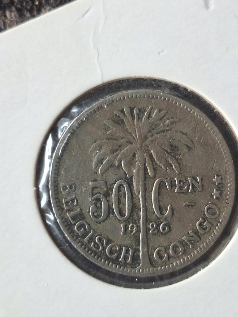 CONGO, BELGISCH CONGO 50 cents 1926  (#128), Ophalen of Verzenden, Overige landen, Losse munt