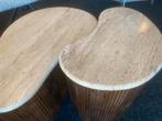 Bijzettafel set van echt travertin en mangohout, Ophalen, Nieuw, 75 cm of meer, Overige vormen