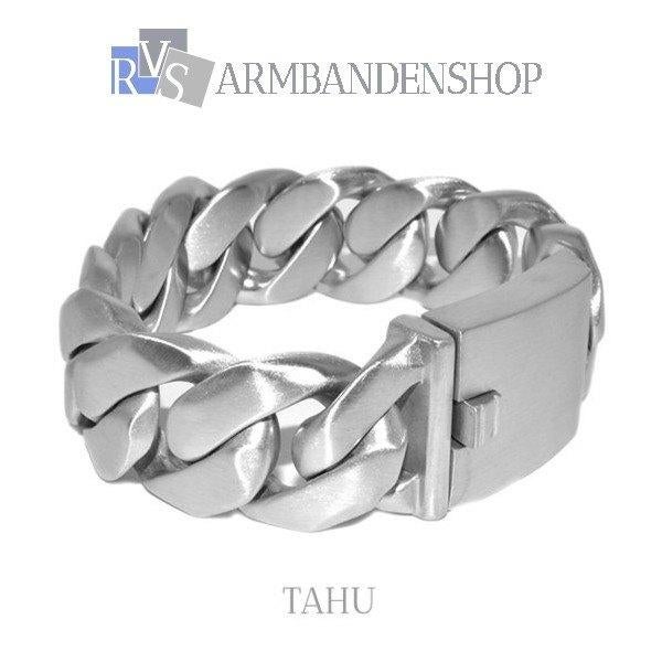 Matte rvs zilver armband geborsteld staal "Tahu zilver staal, Verzenden, Nieuw, Zilver, Staal