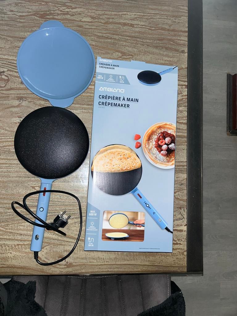 Ambiano Crêpemaker - Handheld Pannenkoekenmaker Blauw, Ophalen of Verzenden, Zo goed als nieuw