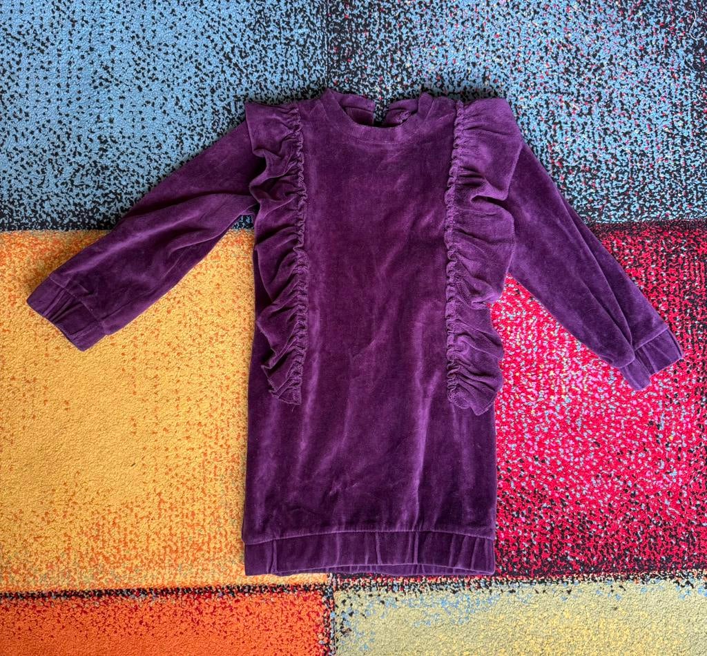 Paarse velours kinder jurk maat 98/104 Europe Kids, Kinderen en Baby's, Kinderkleding | Maat 98, Ophalen, Zo goed als nieuw, Meisje