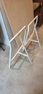 Twee Ikea schragen lerberg bureau tafelpoten wit, Ophalen, Overige typen, Minder dan 2 meter