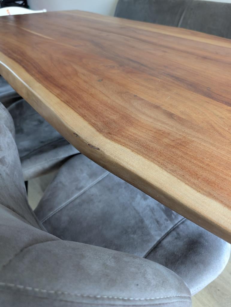 Acacia houten eettafel, Ophalen, Gebruikt, 50 tot 100 cm, Vijf personen of meer