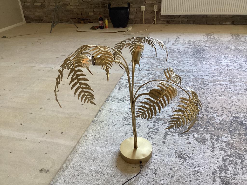 Tafellamp PALM goudkleur 3-Lamps, Ophalen, Zo goed als nieuw, Metaal, 50 tot 75 cm