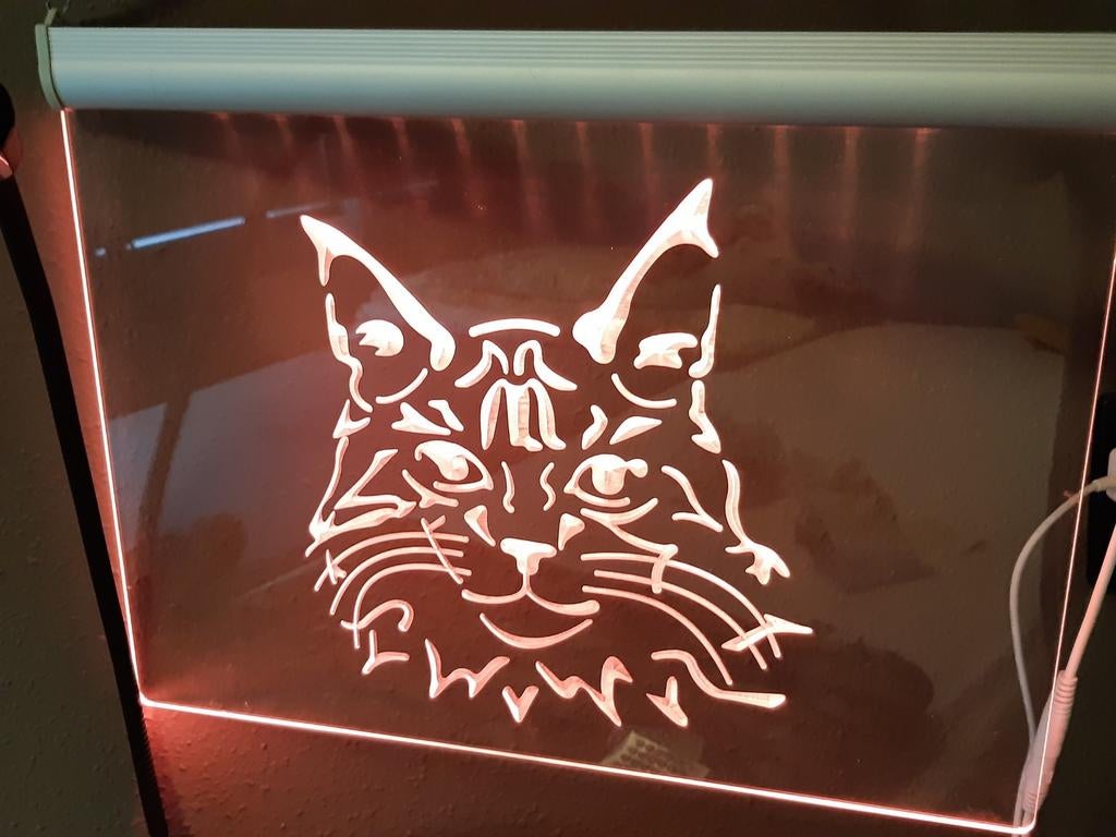 Unieke Maine Coon lamp nieuw perspex, Ophalen of Verzenden, Nieuw