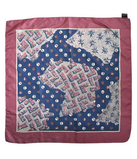 Vintage designer foulard, zijde shawl, paars-lila-blauw, Kleding | Dames, Mutsen, Sjaals en Handschoenen, Verzenden, Maat 46/48 (XL) of groter