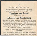 Alem 1890 -'s Bosch 1962 Theodora v. Boord /J.v. Waardenburg, Ophalen of Verzenden, Bidprentje