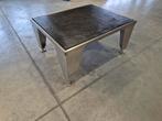 Salontafel industrieel rvs onderstel en natuursteen blad., Ophalen, 50 tot 100 cm, Minder dan 100 cm