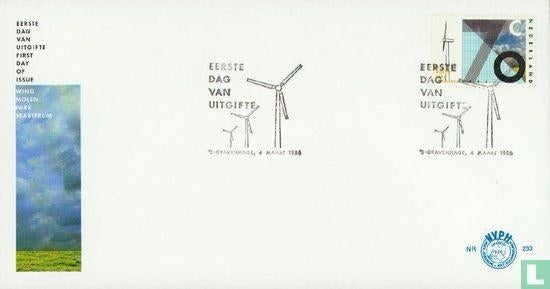 FDC E233 Proefwindmolen centrum 1986 NL onbeschreven, Ophalen of Verzenden, Nederland