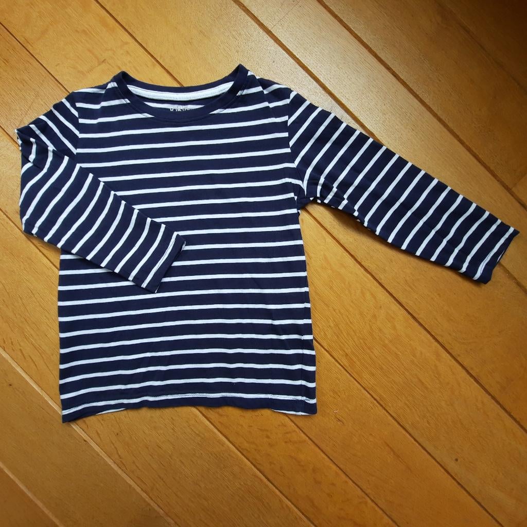 Kiki & Koko t- shirt lange mouw blauw wit streep maat 116, Kinderen en Baby's, Kinderkleding | Maat 116, Zo goed als nieuw, Jongen