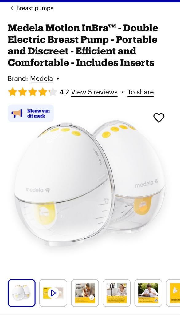 Medelas electric breast pump, Ophalen of Verzenden, Zo goed als nieuw, Borstkolf