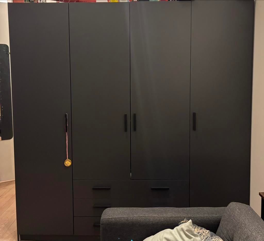 Kledingkast 200x196x50 cm met 4 deuren en 3 lades, Ophalen, Gebruikt, 200 cm of meer, 150 tot 200 cm