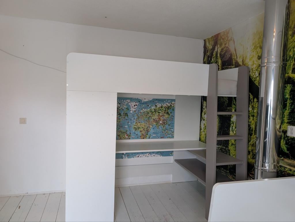 Petite Amélie hoogslaper Ombre met bureau, kast en matras, Ophalen, Gebruikt, Hoogslaper