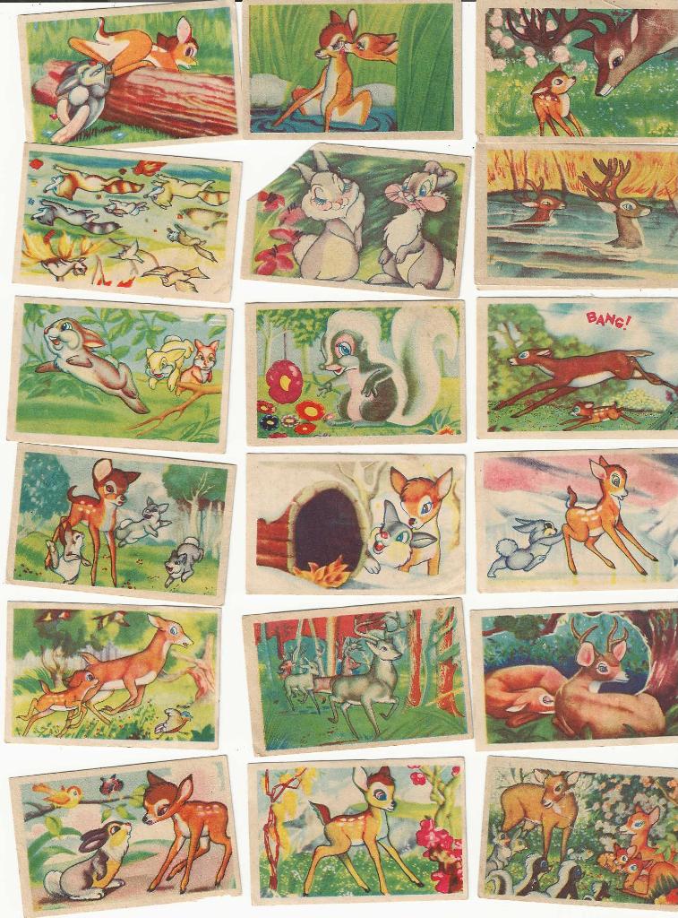 18 mini Walt Disney Kaartjes (Bambi), Verzenden, Bambi of Dumbo, Gebruikt, Plaatje of Poster