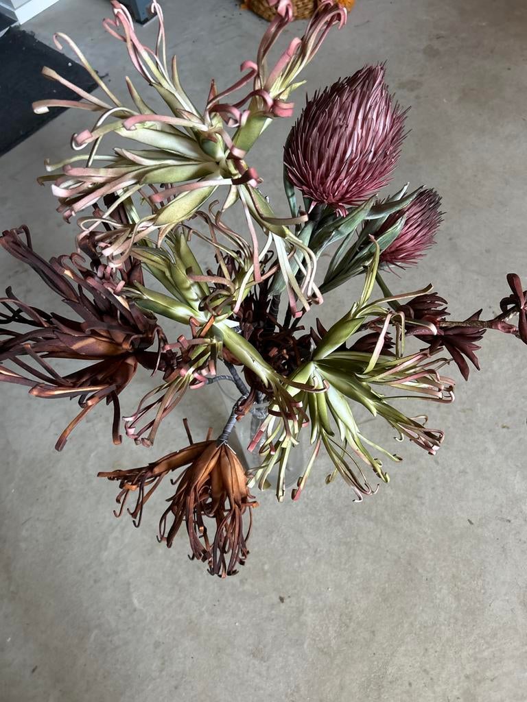 Uniek Kunstbloemstuk: Protea en Exotische Takken, Huis en Inrichting, Woonaccessoires | Kunstplanten en Kunstbloemen, Zo goed als nieuw