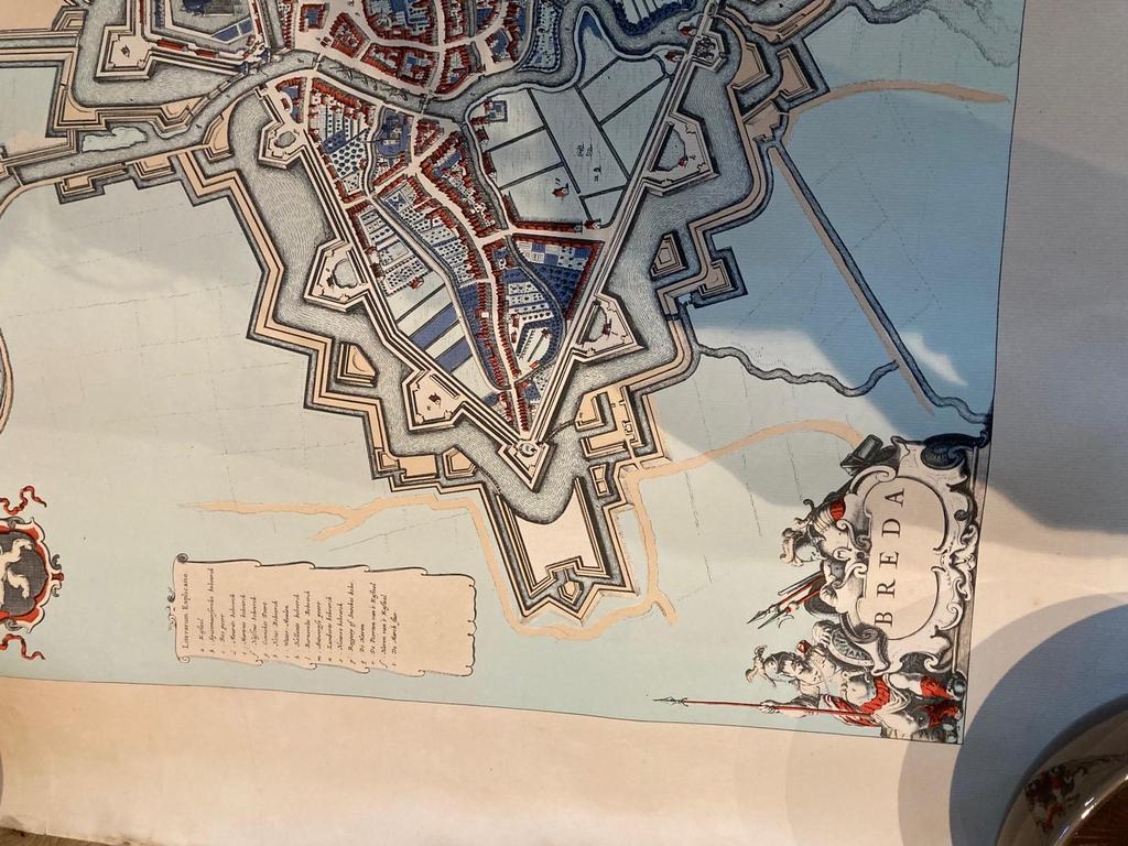 Oude kaart van Breda - Historische stadsplattegrond, Boeken, Atlassen en Landkaarten, Gelezen, Voor 1800, Ophalen of Verzenden