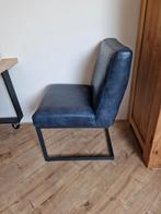 4x Midnight Blue Leren Eetkamerstoelen, Huis en Inrichting, Stoelen, Ophalen, Gebruikt, Blauw, Leer