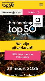 Tickets Herinneringen top 50 - 2026, Tickets en Kaartjes, Twee personen