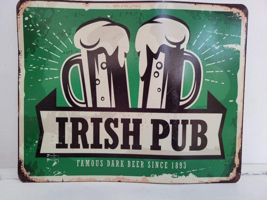 oud metalen bord Irish pub, Antiek en Kunst, Ophalen of Verzenden