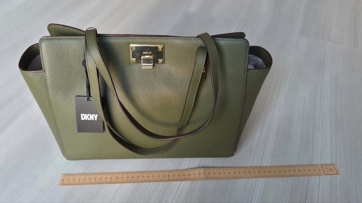 DKNY tote tas, leer, groen, goudkleurige slot, Sieraden, Tassen en Uiterlijk, Tassen | Damestassen, Nieuw, Schoudertasje, Groen