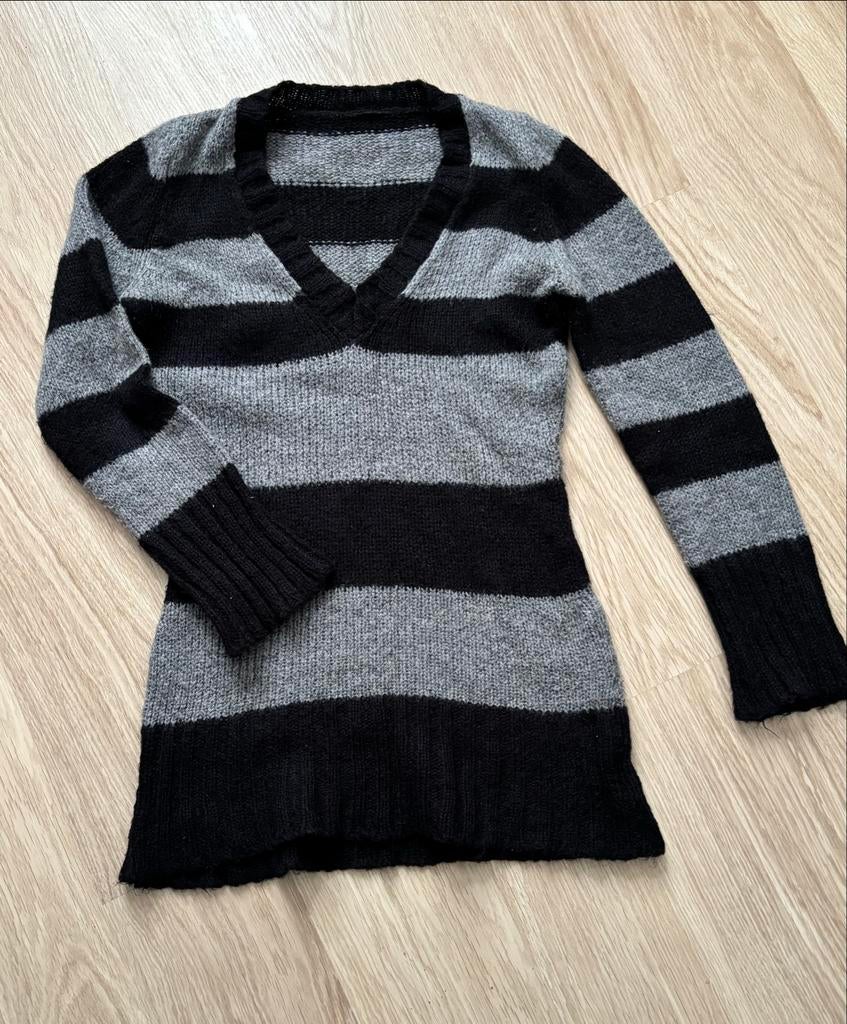 Benetton trui zwart/grijs. Mt. S, Ophalen of Verzenden, Gedragen, Maat 36 (S), Zwart