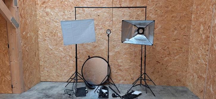 Complete Fotostudio Set met 3 Lampen & Achtergrond standaard, Audio, Tv en Foto, Fotografie | Fotostudio en Toebehoren, Gebruikt