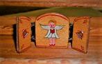 oud houten drieluikje engel figuren poppenhuis kerst, Diversen, Kerst, Verzenden