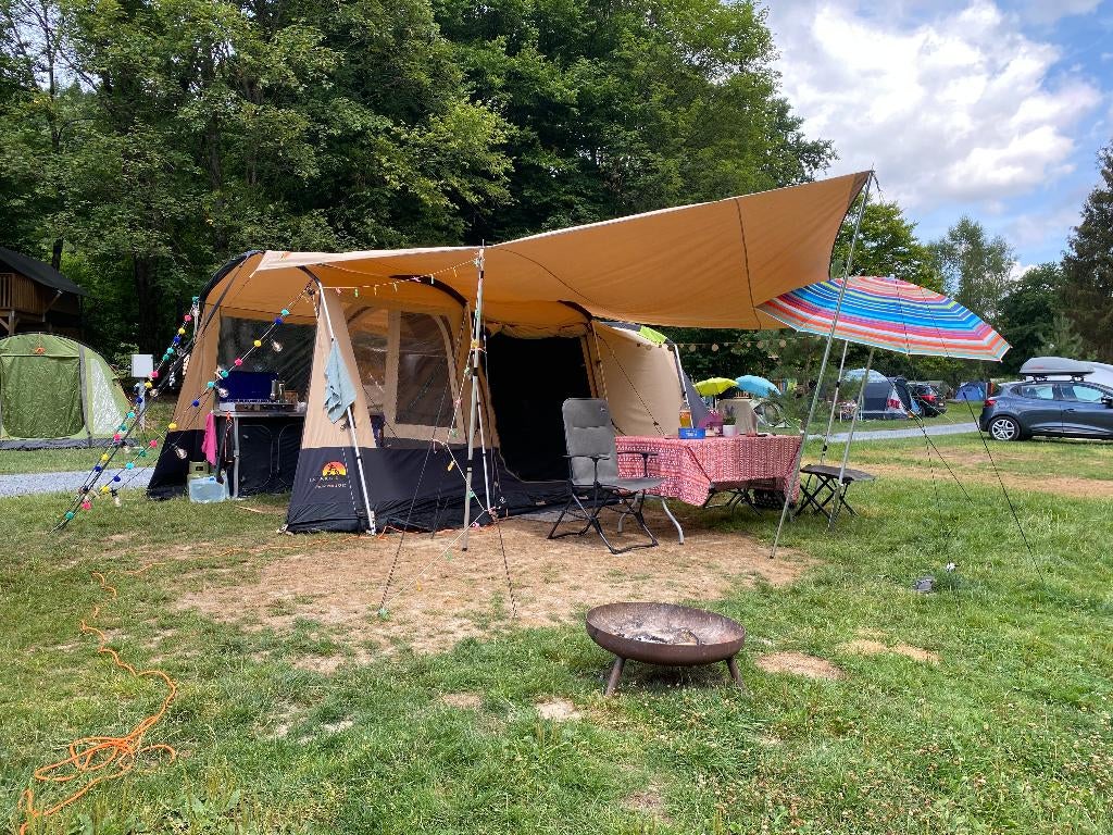 Complete set - Safarica Pacific Reef 310TC met accessoires, Caravans en Kamperen, Ophalen, Zo goed als nieuw, Tot en met 4