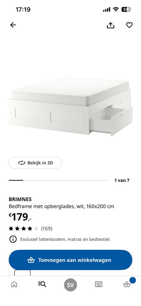 Ikea brimnes bed 160x200, Gebruikt, Wit, Tweepersoons, Ophalen of Verzenden