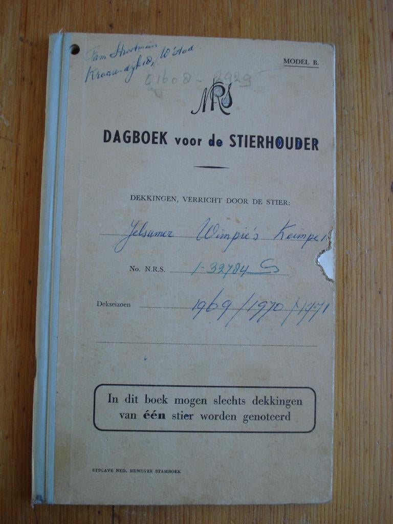 dagboek voor de stierhouder 1969 1970 1971 rundvee, Ophalen, Gebruikt, Boerderijdier, Overige typen
