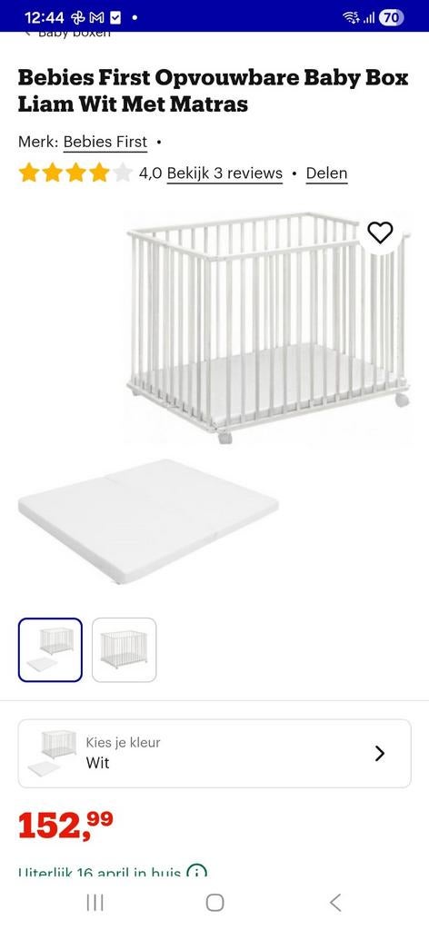 Baby Box, zo goed als nieuw. Inclusief matras, Ophalen, Zo goed als nieuw