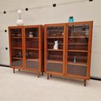 Twee vintage wandkasten/vitrine kasten, 100cm, Ophalen, ., 50 tot 100 cm, .