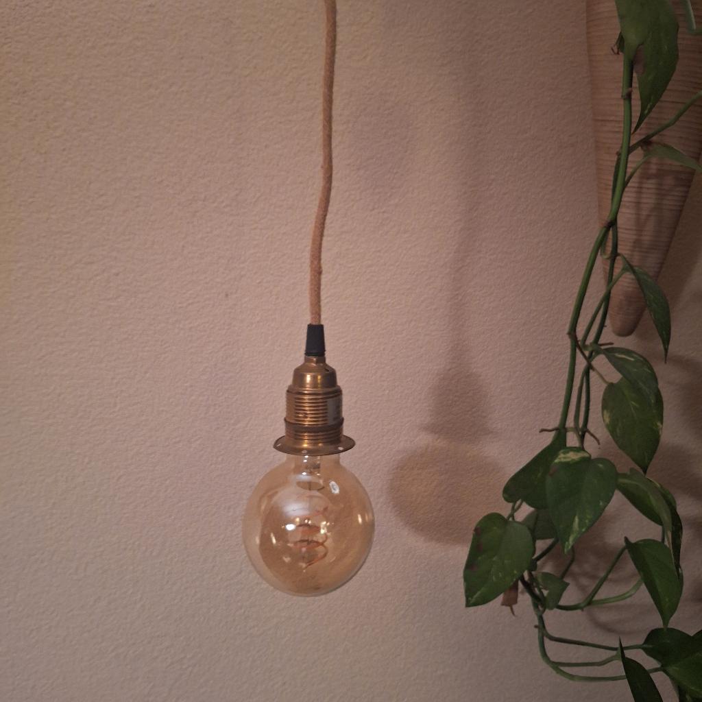 Hanglamp industrieel met jute touw, Ophalen of Verzenden, Gebruikt, 75 cm of meer