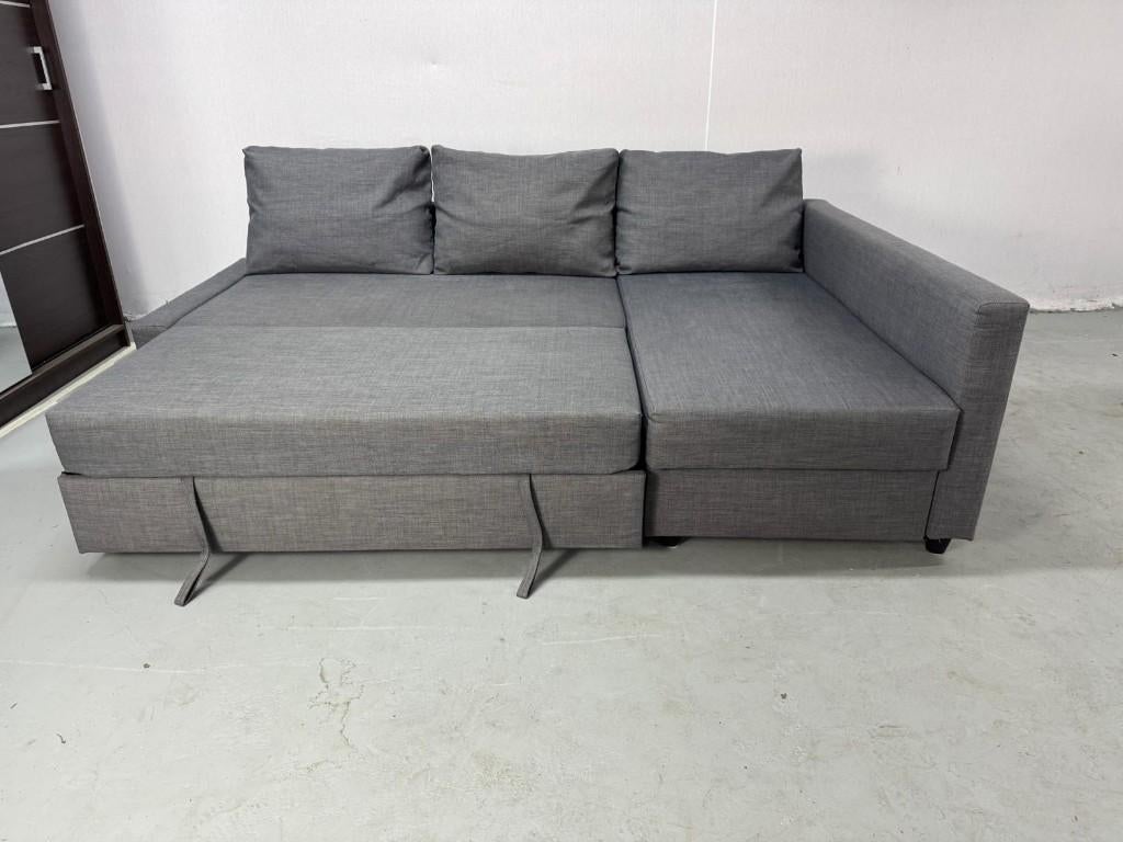 Slaapbank met chaise longue en opbergruimte, Ophalen of Verzenden, Zo goed als nieuw, Tweepersoons, 140 cm