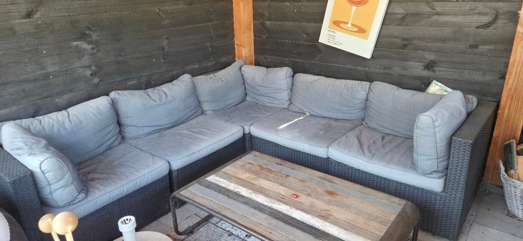 Ruime loungeset (240x240cm) met flexibele opstelling, Tuin en Terras, Tuinsets en Loungesets, Ophalen, 5 zitplaatsen, Gebruikt