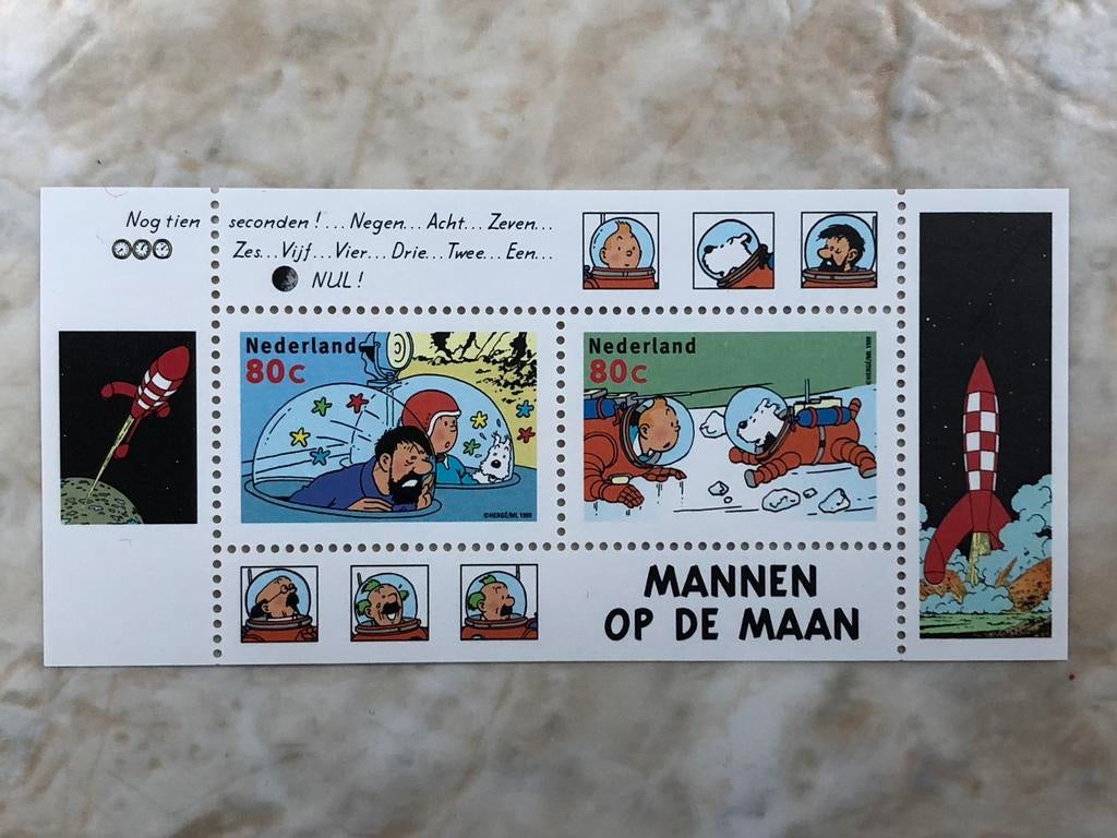 Kuifje. Postfris. Mannen op de maan., Verzenden, Na 1940, Postfris