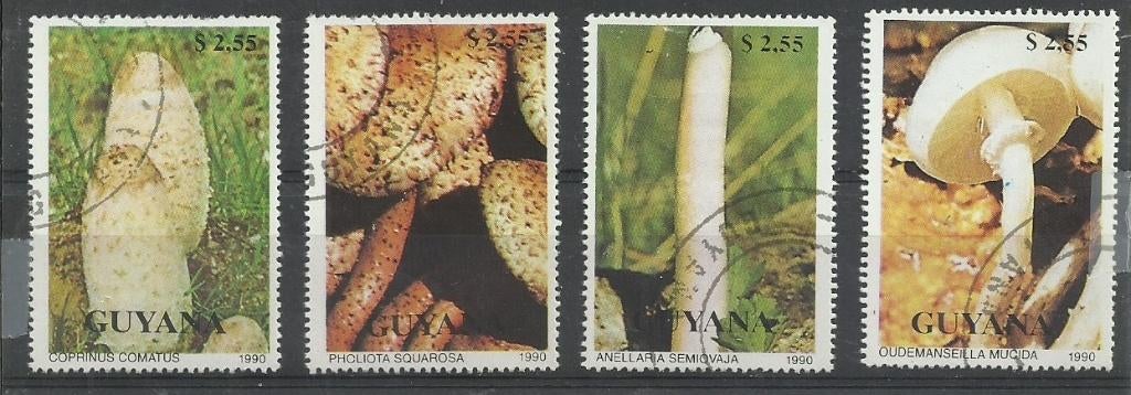 Guyana paddenstoelen 1990, Ophalen of Verzenden, Gestempeld, Dier of Natuur