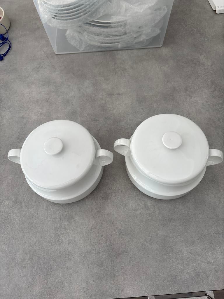 2x Schönwald Germany dekschalen met deksel, wit porselein, Ophalen of Verzenden, Zo goed als nieuw, Kom(men), Effen