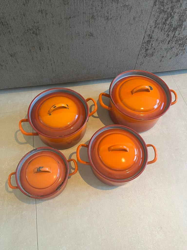 DRU pannen set - 4 stuks, Huis en Inrichting, Keuken | Potten en Pannen, Ophalen of Verzenden, Gebruikt, Gietijzer, Pannenset