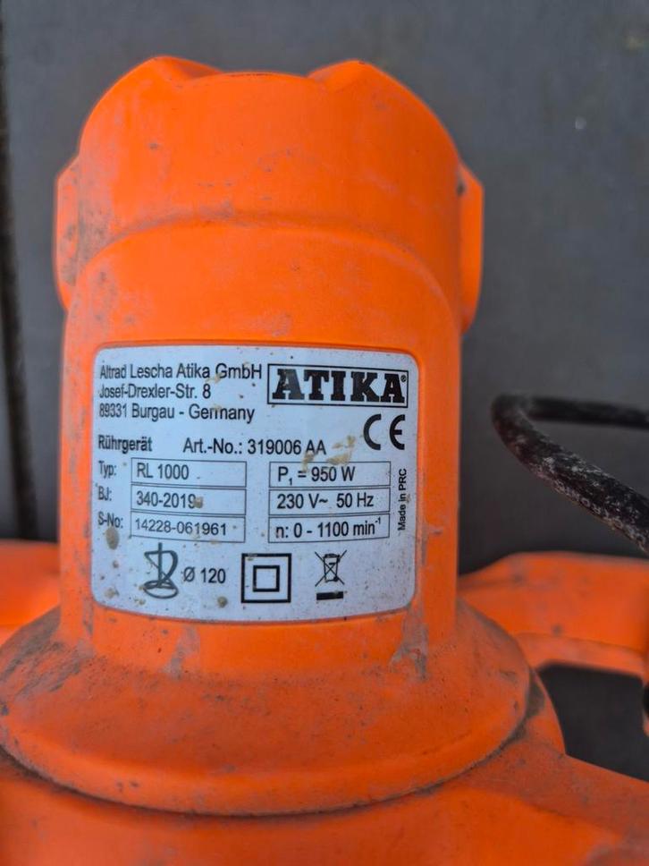 ATIKA RL 1000 Mengmachine / Mortelmixer – 950W – incl. mengs, Tuin en Terras, Grastrimmers, Gebruikt, Elektrisch, Ophalen