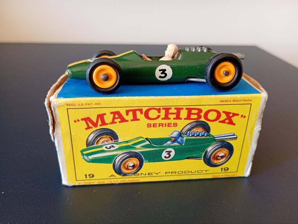 Lesney Matchbox #19 Lotus F1 Racing Car in doosje, Ophalen of Verzenden, Zo goed als nieuw, Auto