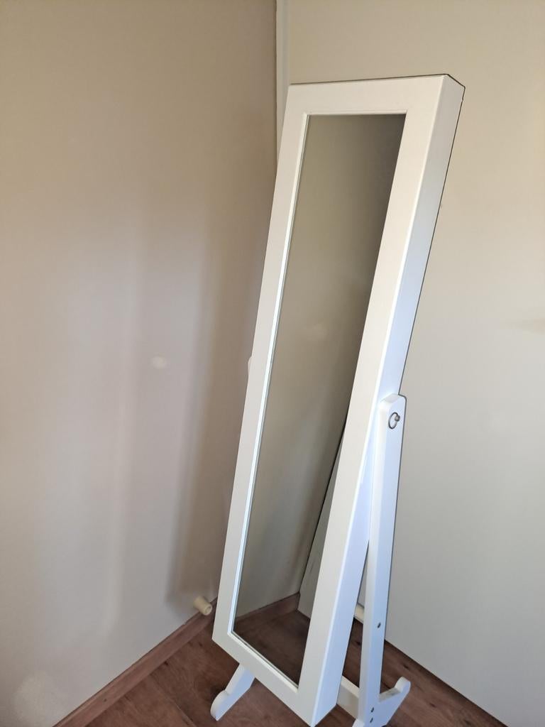 Witte sieraden spiegelkast met opbergruimte, Ophalen, Minder dan 50 cm, Zo goed als nieuw, 150 tot 200 cm