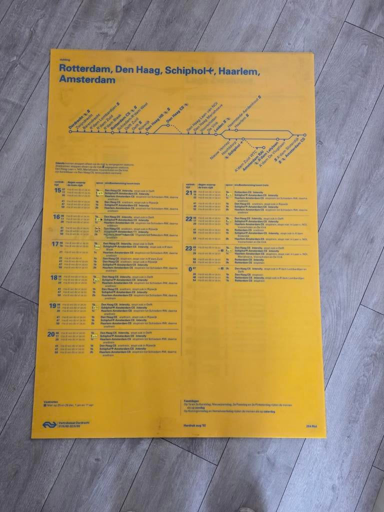 Vintage NS Trein Borden - Kaarten, Verzamelen, Ophalen, Gebruikt, Trein, Kaart of Prent