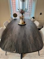 Grote eettafel 210 cm - met metalen onderstel, Ophalen, Gebruikt, 200 cm of meer, 50 tot 100 cm