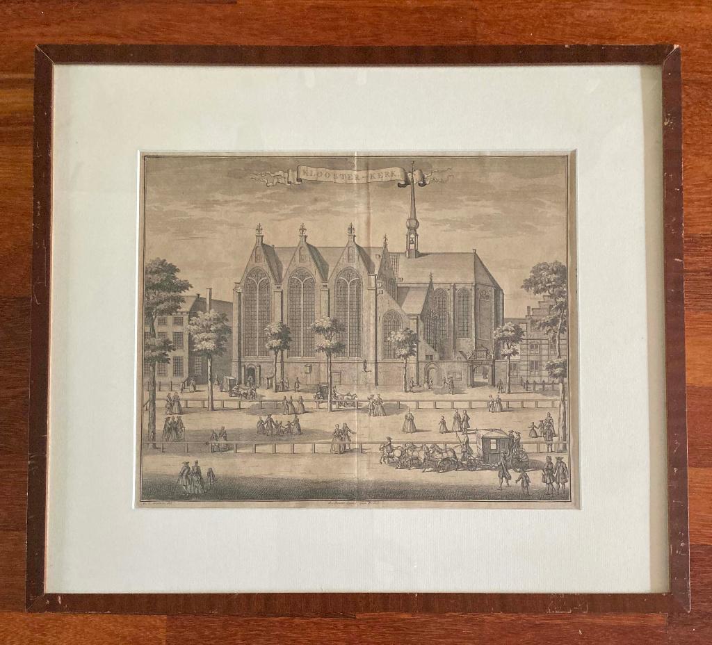 Grote ets van de Kloosterkerk in Den Haag, Antiek en Kunst, Ophalen, Architectuur
