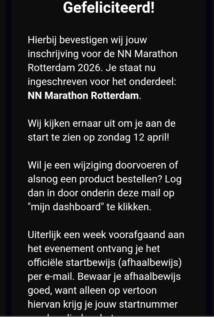Rotterdam marathon ticket, Overige merken, Overige typen, Nieuw, Ophalen of Verzenden