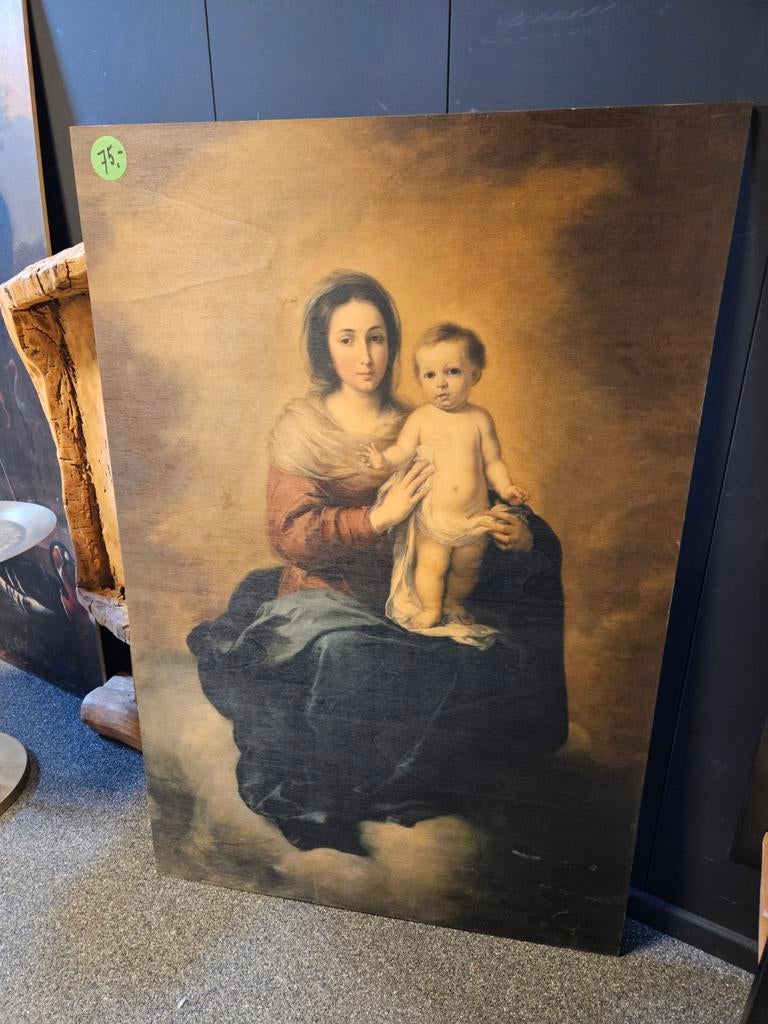 Wandpaneel triplex met opdruk Maria met kind, Ophalen of Verzenden