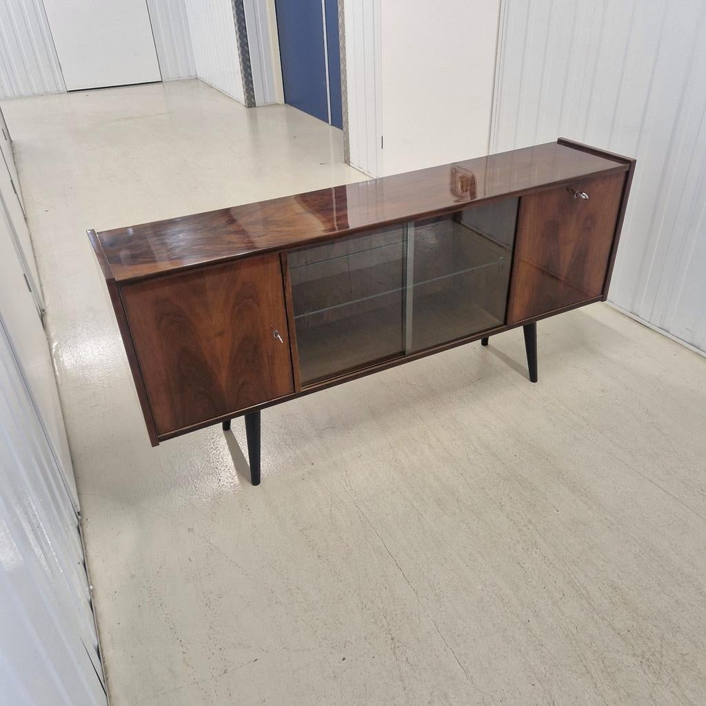 Vintage Mid-Century Modern Dressoir – TV-meubel Hoogglans, Gebruikt, 100 tot 150 cm, Ntp, Ntp