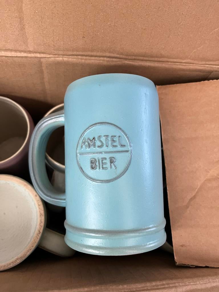 Vintage Amstel Bierpullen Wandrek Jaren '60 - Complete Set, Ophalen, Gebruikt, Pul(len), Amstel